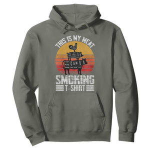 BBQ Hoodie Smoker Themed Retro Vintage My Meat Smoking TS10 Military Green Print Your Wear