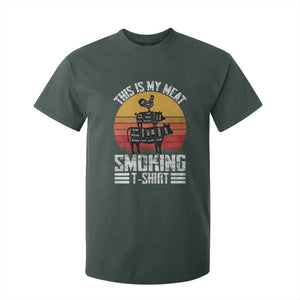 BBQ T Shirt For Kid Smoker Themed Retro Vintage My Meat Smoking TS10 Dark Forest Green Print Your Wear