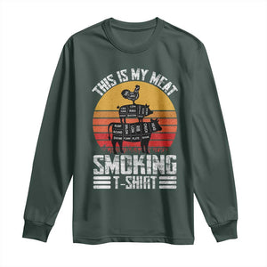 BBQ Long Sleeve Shirt Smoker Themed Retro Vintage My Meat Smoking TS10 Dark Forest Green Print Your Wear