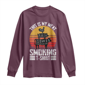 BBQ Long Sleeve Shirt Smoker Themed Retro Vintage My Meat Smoking TS10 Maroon Print Your Wear