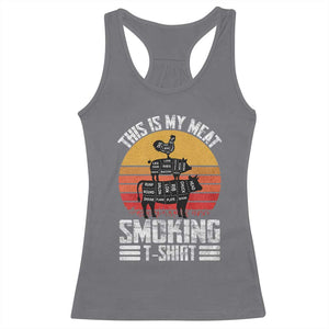 BBQ Racerback Tank Top Smoker Themed Retro Vintage My Meat Smoking TS10 Charcoal Print Your Wear