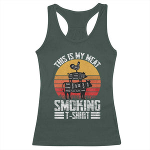 BBQ Racerback Tank Top Smoker Themed Retro Vintage My Meat Smoking TS10 Dark Forest Green Print Your Wear