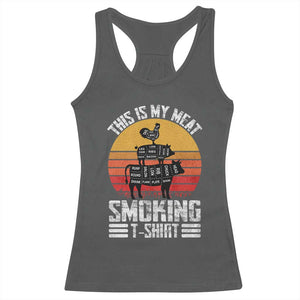 BBQ Racerback Tank Top Smoker Themed Retro Vintage My Meat Smoking TS10 Dark Heather Print Your Wear