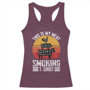 BBQ Racerback Tank Top Smoker Themed Retro Vintage My Meat Smoking TS10 Maroon Print Your Wear