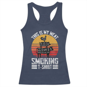 BBQ Racerback Tank Top Smoker Themed Retro Vintage My Meat Smoking TS10 Navy Print Your Wear