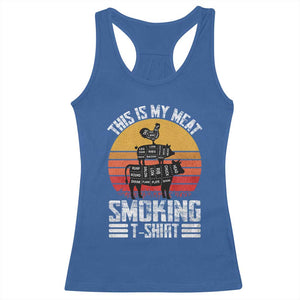 BBQ Racerback Tank Top Smoker Themed Retro Vintage My Meat Smoking TS10 Royal Blue Print Your Wear