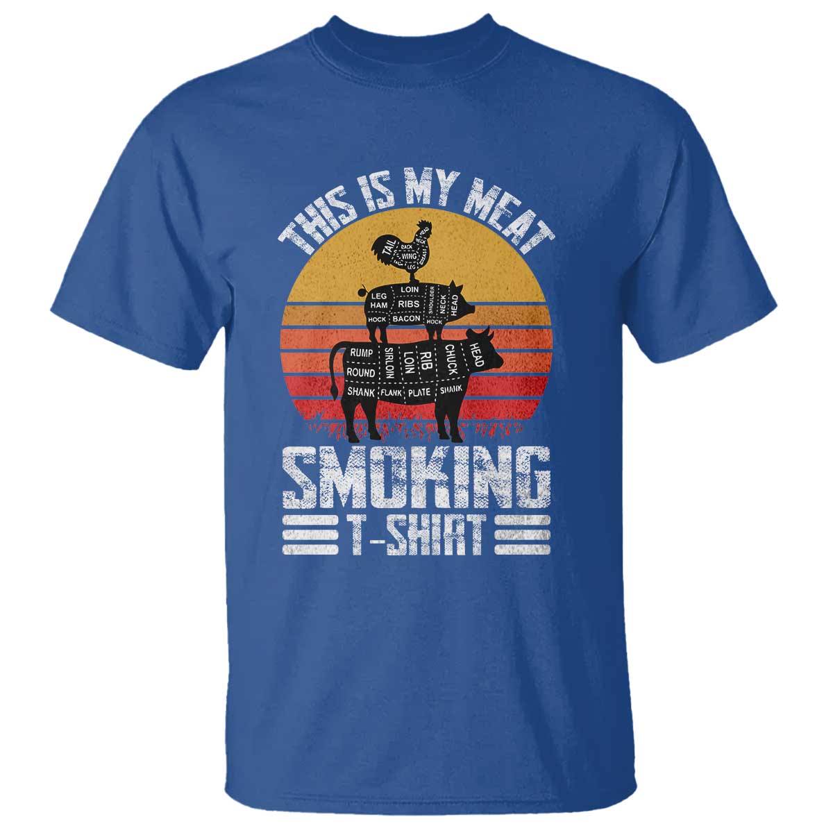 BBQ T Shirt Smoker Themed Retro Vintage My Meat Smoking TS10 Royal Blue Print Your Wear