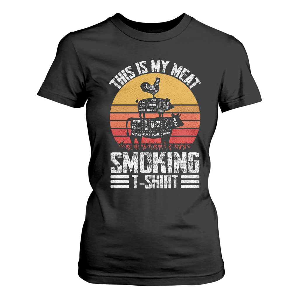 BBQ T Shirt For Women Smoker Themed Retro Vintage My Meat Smoking TS10 Black Print Your Wear