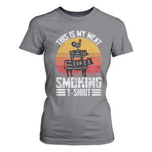 BBQ T Shirt For Women Smoker Themed Retro Vintage My Meat Smoking TS10 Charcoal Print Your Wear