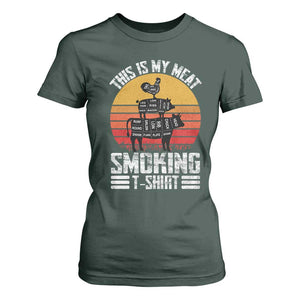 BBQ T Shirt For Women Smoker Themed Retro Vintage My Meat Smoking TS10 Dark Forest Green Print Your Wear