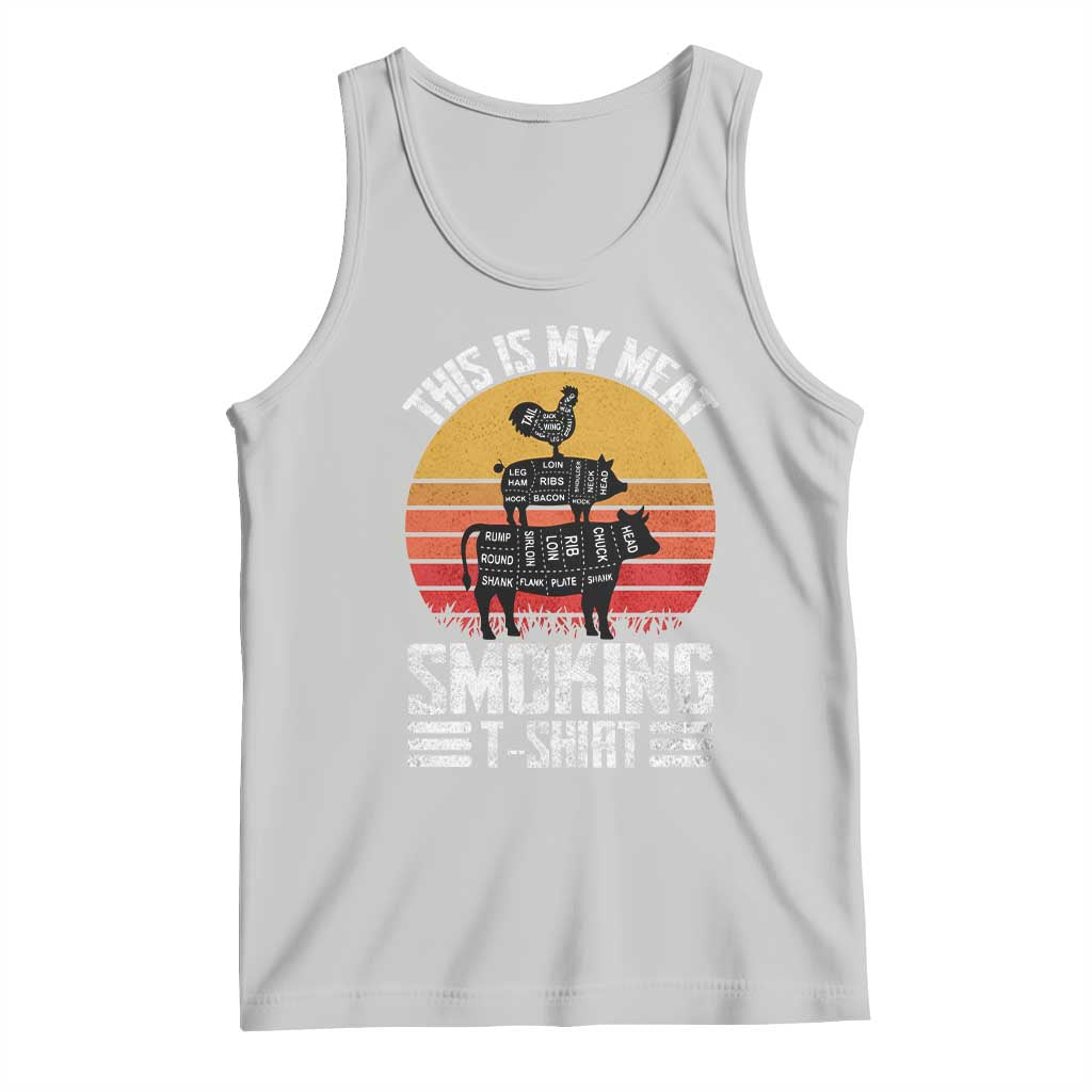 BBQ Tank Top Smoker Themed Retro Vintage My Meat Smoking TS10 Ash Print Your Wear
