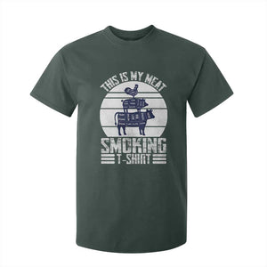 BBQ T Shirt For Kid Retro This Is My Meat Smoking Barbeque Dad TS10 Dark Forest Green Print Your Wear