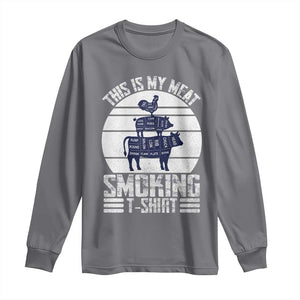 BBQ Long Sleeve Shirt Retro This Is My Meat Smoking Barbeque Dad TS10 Charcoal Print Your Wear