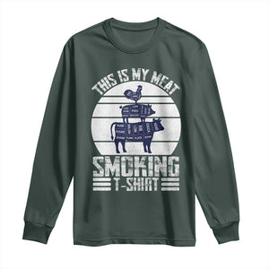 BBQ Long Sleeve Shirt Retro This Is My Meat Smoking Barbeque Dad TS10 Dark Forest Green Print Your Wear