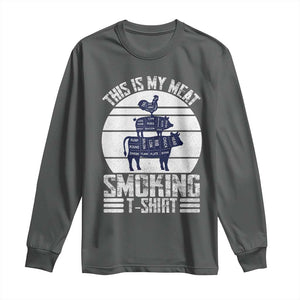 BBQ Long Sleeve Shirt Retro This Is My Meat Smoking Barbeque Dad TS10 Dark Heather Print Your Wear