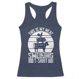 BBQ Racerback Tank Top Retro This Is My Meat Smoking Barbeque Dad TS10 Navy Print Your Wear