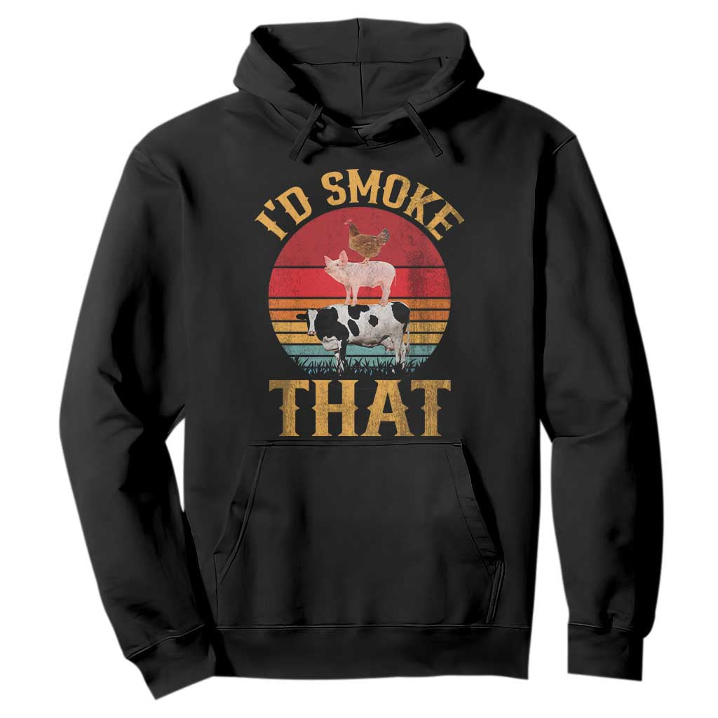 Funny BBQ Hoodie I'd Smoke That Barbecue Retro Grilling Gift TS10 Black Print Your Wear