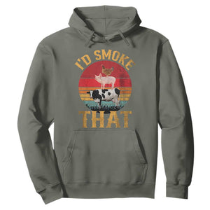 Funny BBQ Hoodie I'd Smoke That Barbecue Retro Grilling Gift TS10 Military Green Print Your Wear