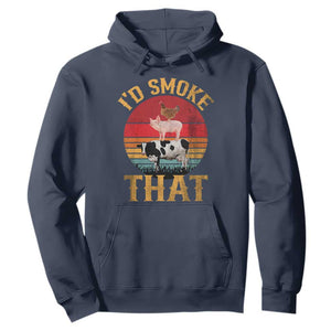 Funny BBQ Hoodie I'd Smoke That Barbecue Retro Grilling Gift TS10 Navy Print Your Wear