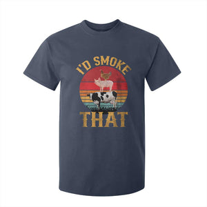 Funny BBQ T Shirt For Kid I'd Smoke That Barbecue Retro Grilling Gift TS10 Navy Print Your Wear
