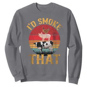 Funny BBQ Sweatshirt I'd Smoke That Barbecue Retro Grilling Gift TS10 Charcoal Print Your Wear