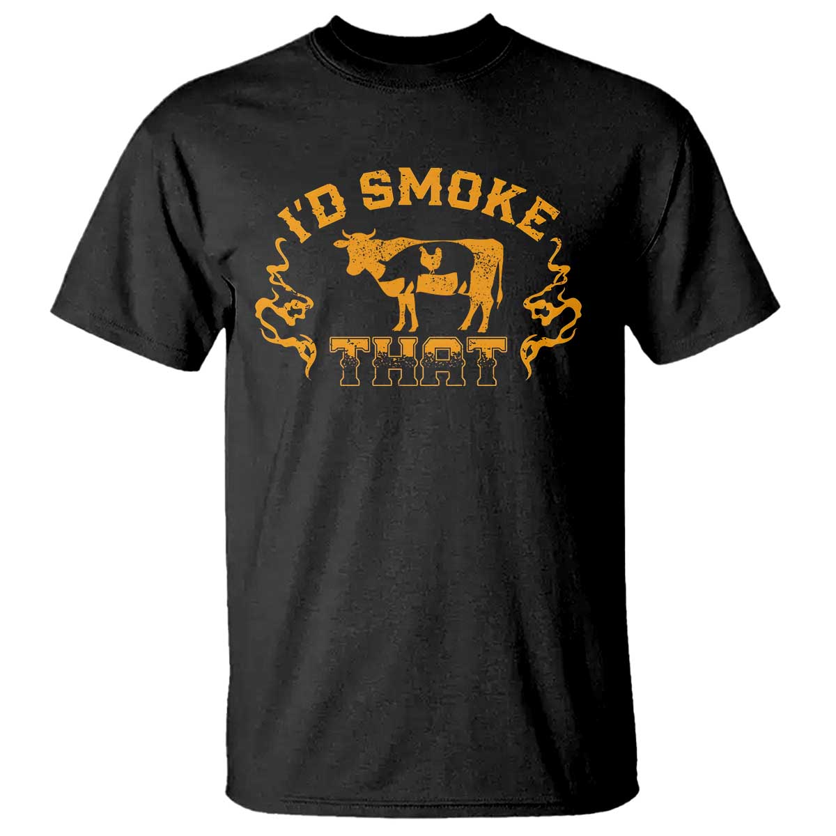 Funny BBQ T Shirt I'd Smoke That Chef Butcher Cook BBQ TS10 Black Print Your Wear