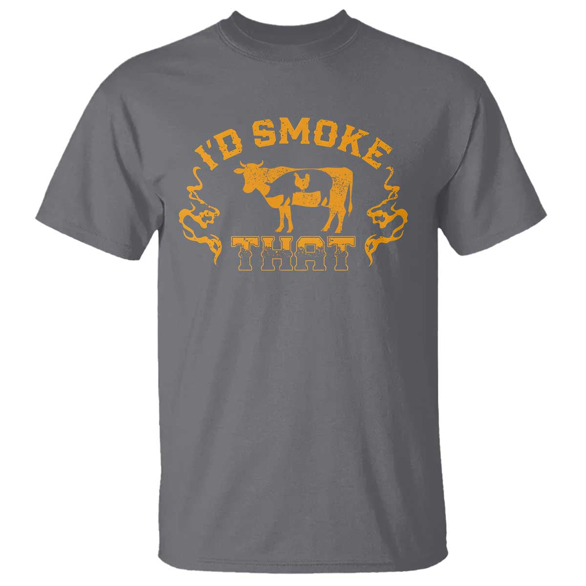 Funny BBQ T Shirt I'd Smoke That Chef Butcher Cook BBQ TS10 Charcoal Print Your Wear