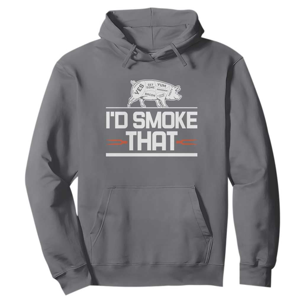 Funny BBQ I'd Smoke That Hoodie Chef Butcher Cook BBQ TS10 Charcoal Print Your Wear