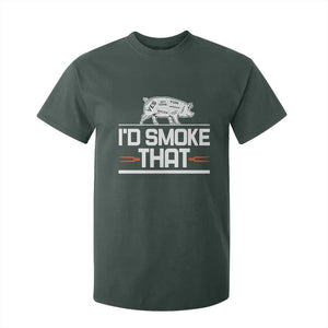 Funny BBQ I'd Smoke That T Shirt For Kid Chef Butcher Cook BBQ TS10 Dark Forest Green Print Your Wear
