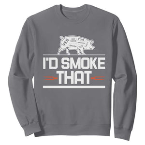 Funny BBQ I'd Smoke That Sweatshirt Chef Butcher Cook BBQ TS10 Charcoal Print Your Wear