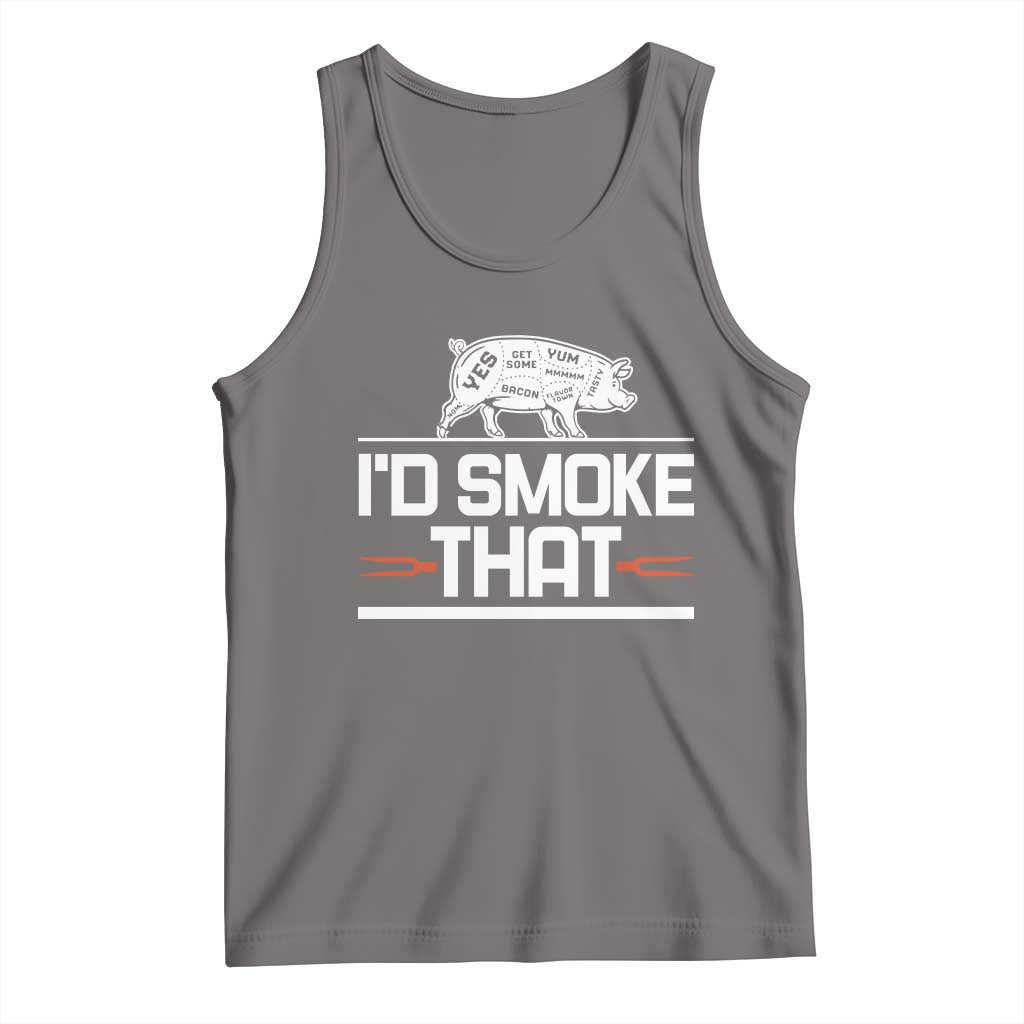 Funny BBQ I'd Smoke That Tank Top Chef Butcher Cook BBQ TS10 Deep Heather Print Your Wear