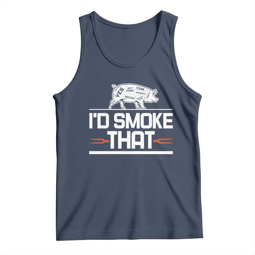 Funny BBQ I'd Smoke That Tank Top Chef Butcher Cook BBQ TS10 Navy Print Your Wear