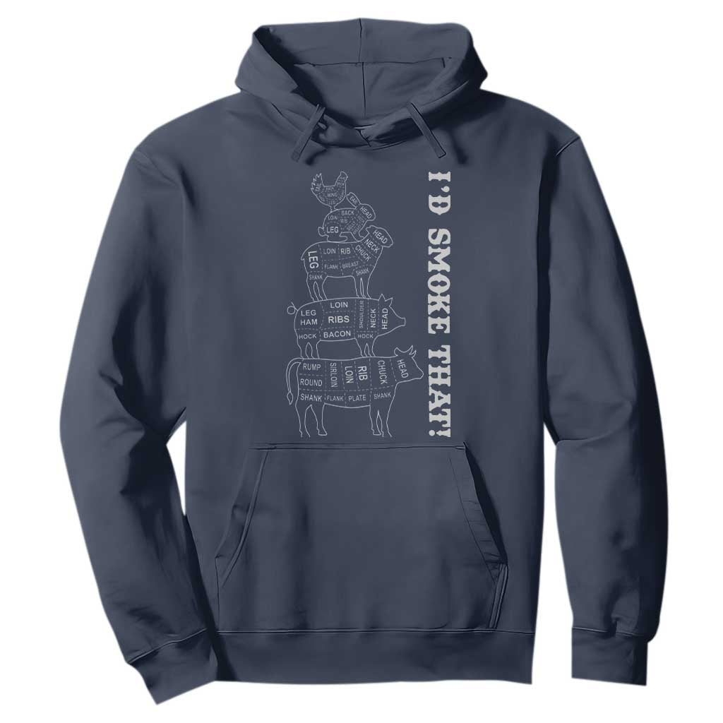 Funny BBQ Hoodie I'd Smoke That TS10 Navy Print Your Wear