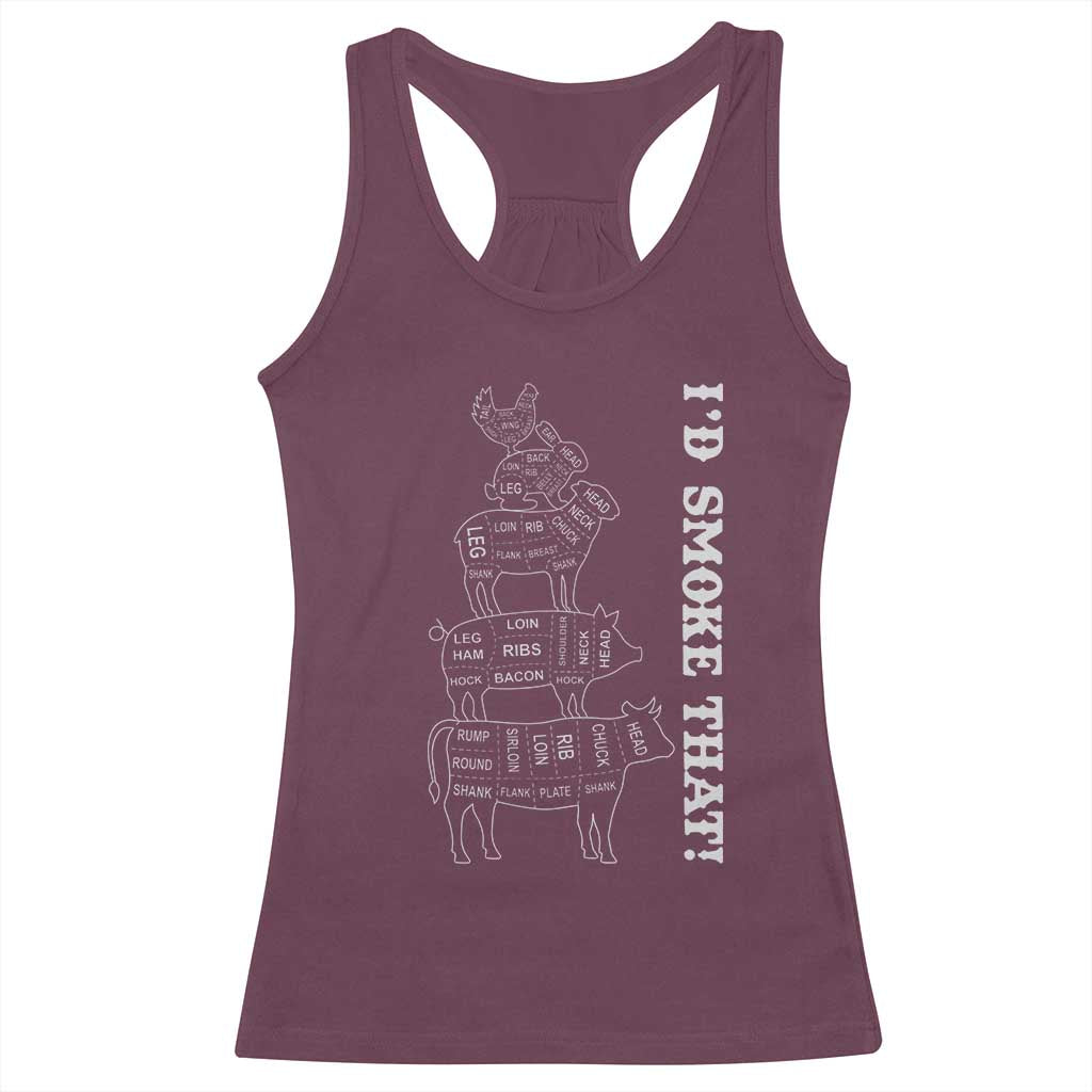 Funny BBQ Racerback Tank Top I'd Smoke That TS10 Maroon Print Your Wear