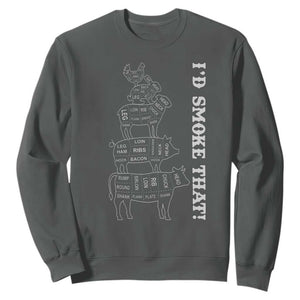 Funny BBQ Sweatshirt I'd Smoke That TS10 Dark Heather Print Your Wear