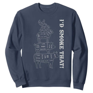 Funny BBQ Sweatshirt I'd Smoke That TS10 Navy Print Your Wear