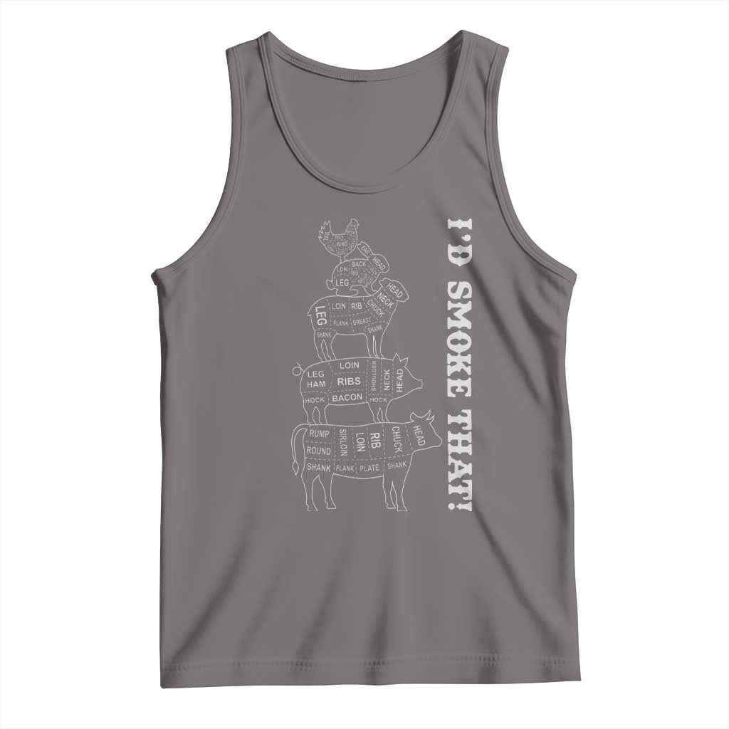 Funny BBQ Tank Top I'd Smoke That TS10 Deep Heather Print Your Wear