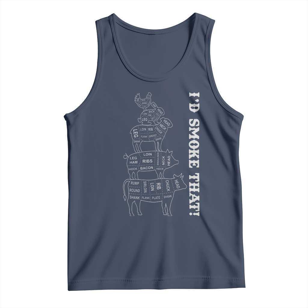 Funny BBQ Tank Top I'd Smoke That TS10 Navy Print Your Wear