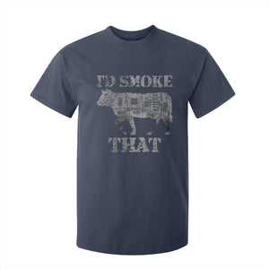 Funny BBQ T Shirt For Kid Chef Butcher Cook BBQ I'd Smoke That Cow Beef TS10 Navy Print Your Wear