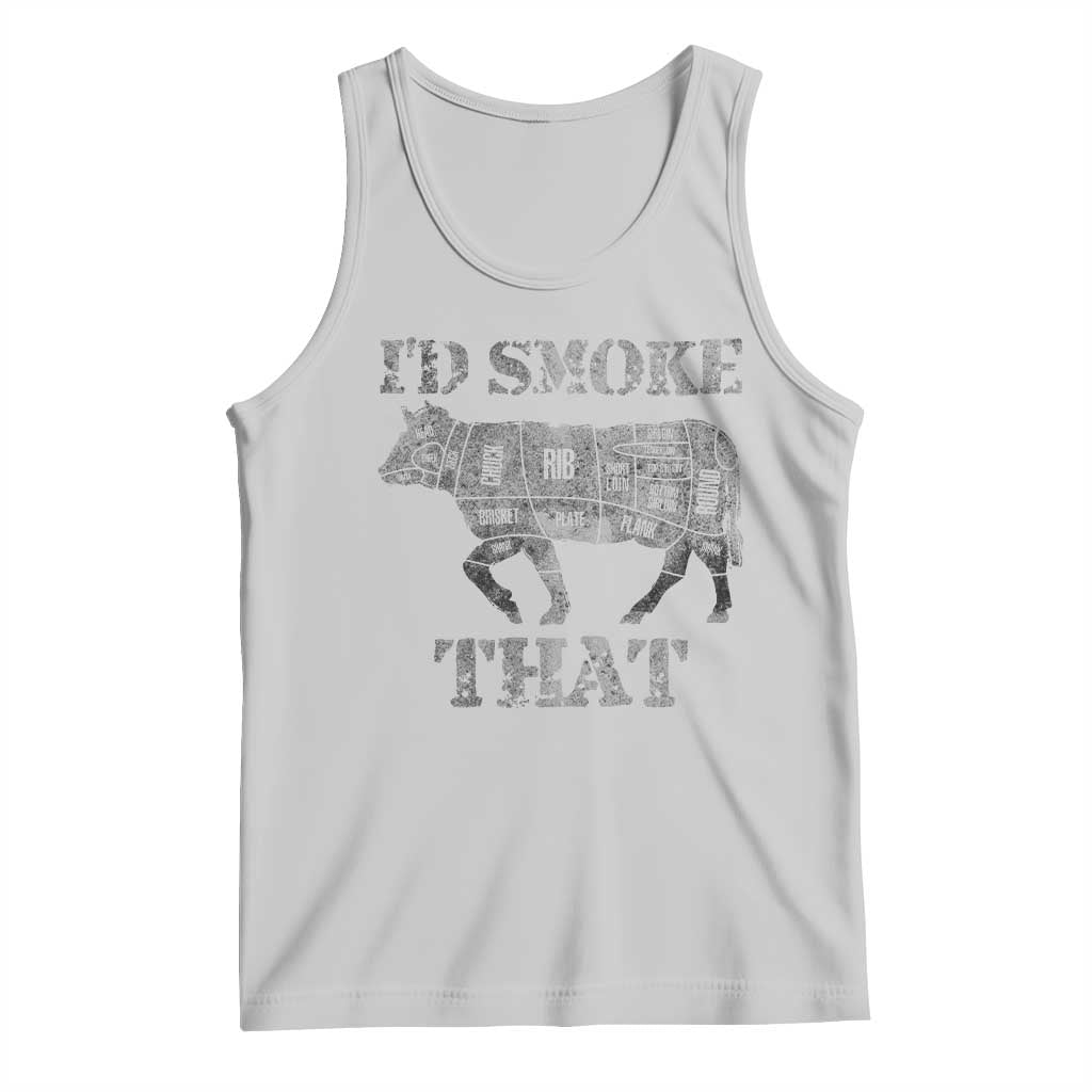 Funny BBQ Tank Top Chef Butcher Cook BBQ I'd Smoke That Cow Beef TS10 Ash Print Your Wear