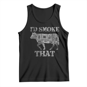 Funny BBQ Tank Top Chef Butcher Cook BBQ I'd Smoke That Cow Beef TS10 Black Print Your Wear