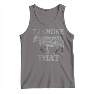 Funny BBQ Tank Top Chef Butcher Cook BBQ I'd Smoke That Cow Beef TS10 Deep Heather Print Your Wear