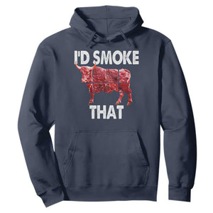 Funny BBQ Hoodie I'd Smoke That Cow Beef Chef Butcher Cook TS10 Navy Print Your Wear