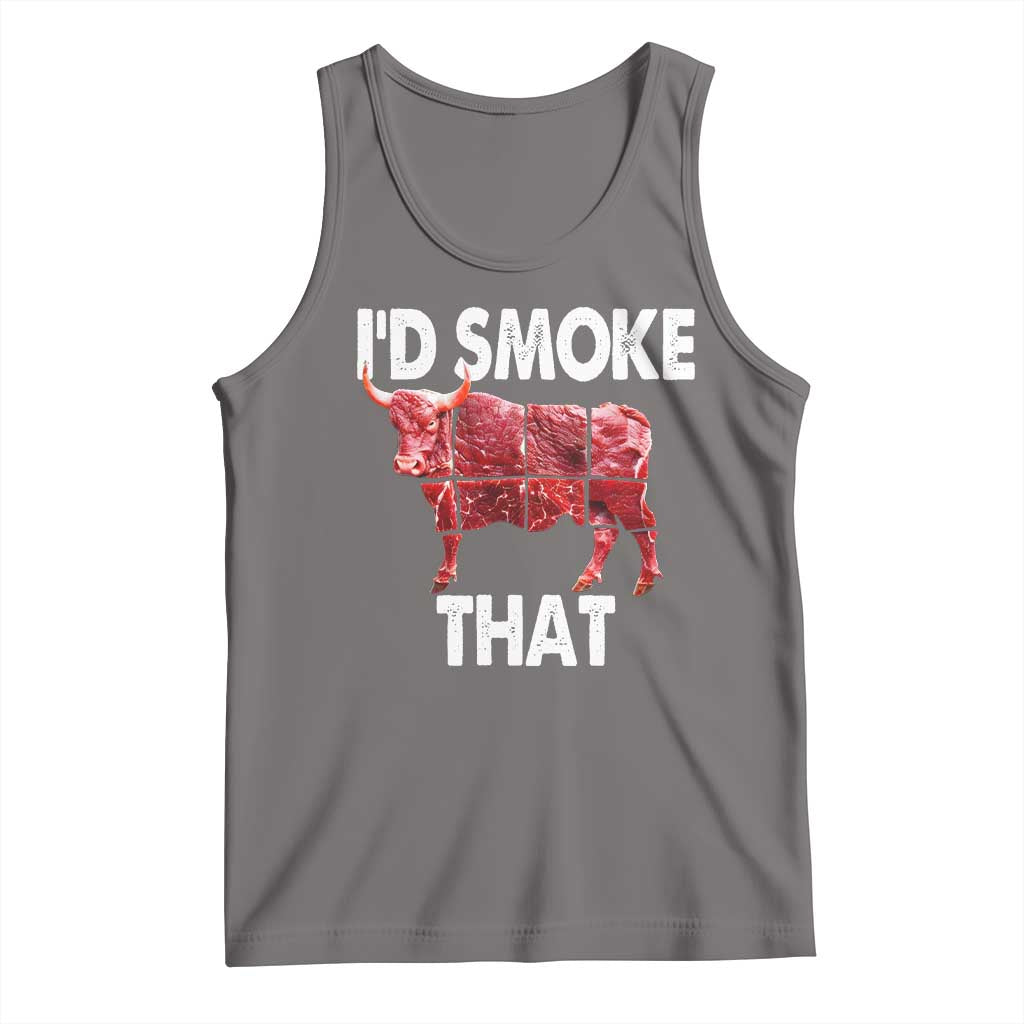 Funny BBQ Tank Top I'd Smoke That Cow Beef Chef Butcher Cook TS10 Deep Heather Print Your Wear