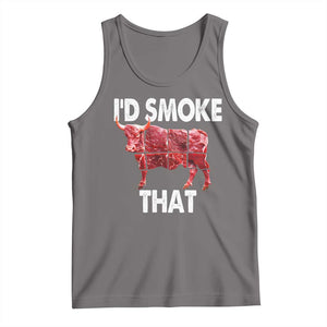 Funny BBQ Tank Top I'd Smoke That Cow Beef Chef Butcher Cook TS10 Deep Heather Print Your Wear