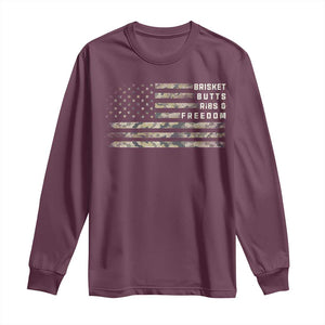 BBQ Long Sleeve Shirt Grilling Gifts For Grill Dad Meat Smoker Grill Camo Flag TS10 Maroon Print Your Wear