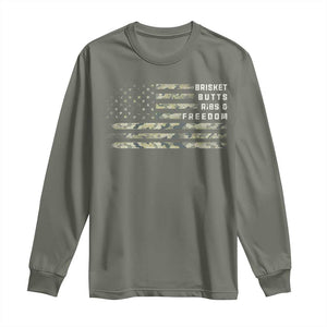 BBQ Long Sleeve Shirt Grilling Gifts For Grill Dad Meat Smoker Grill Camo Flag TS10 Military Green Print Your Wear