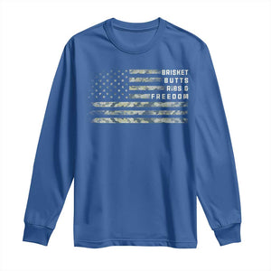 BBQ Long Sleeve Shirt Grilling Gifts For Grill Dad Meat Smoker Grill Camo Flag TS10 Royal Blue Print Your Wear