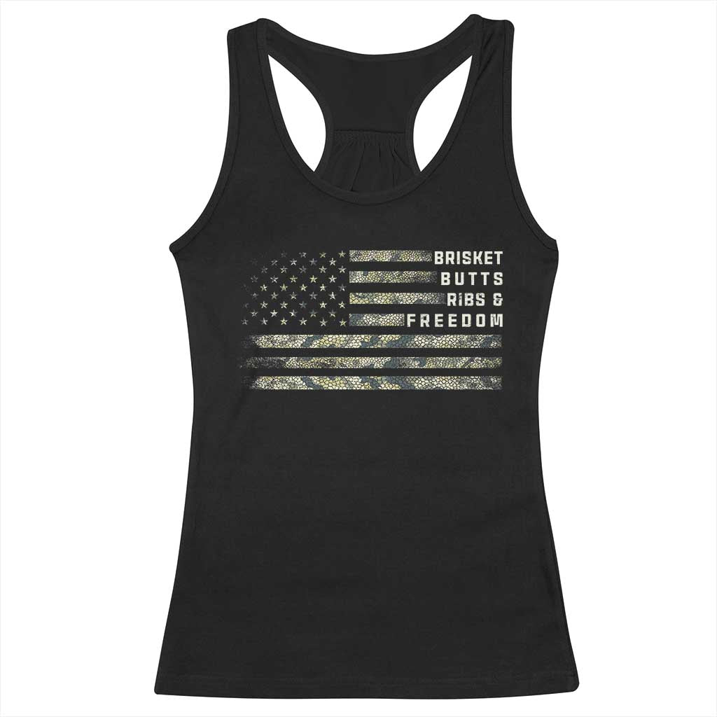 BBQ Racerback Tank Top Grilling Gifts For Grill Dad Meat Smoker Grill Camo Flag TS10 Black Print Your Wear