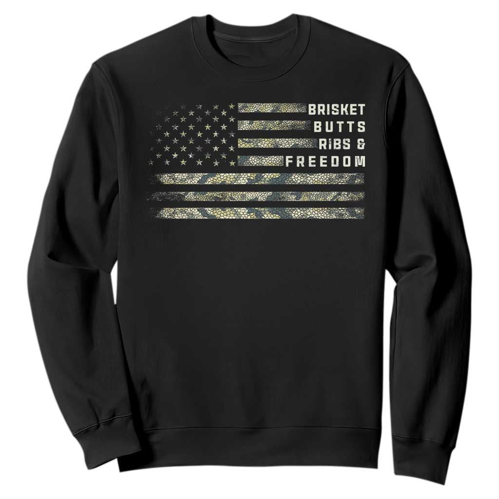 BBQ Sweatshirt Grilling Gifts For Grill Dad Meat Smoker Grill Camo Flag TS10 Black Print Your Wear